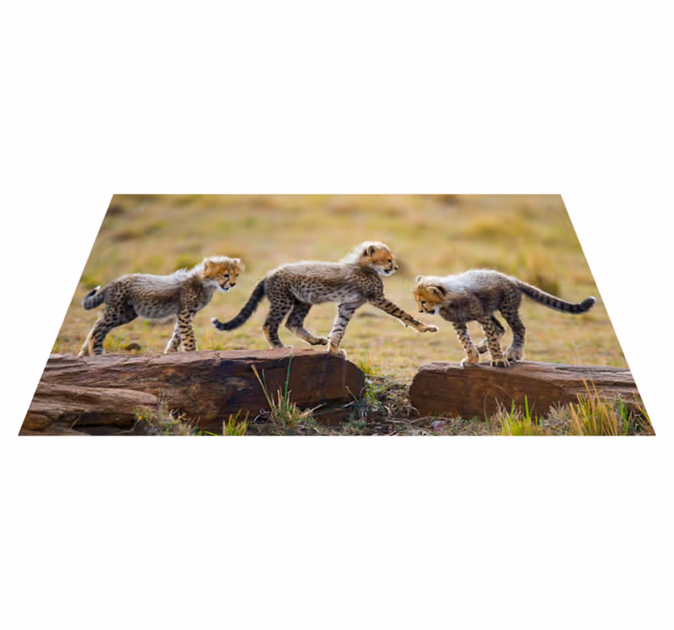 Tapis vinyle animal l'aventure des bébés guépards - TenStickers