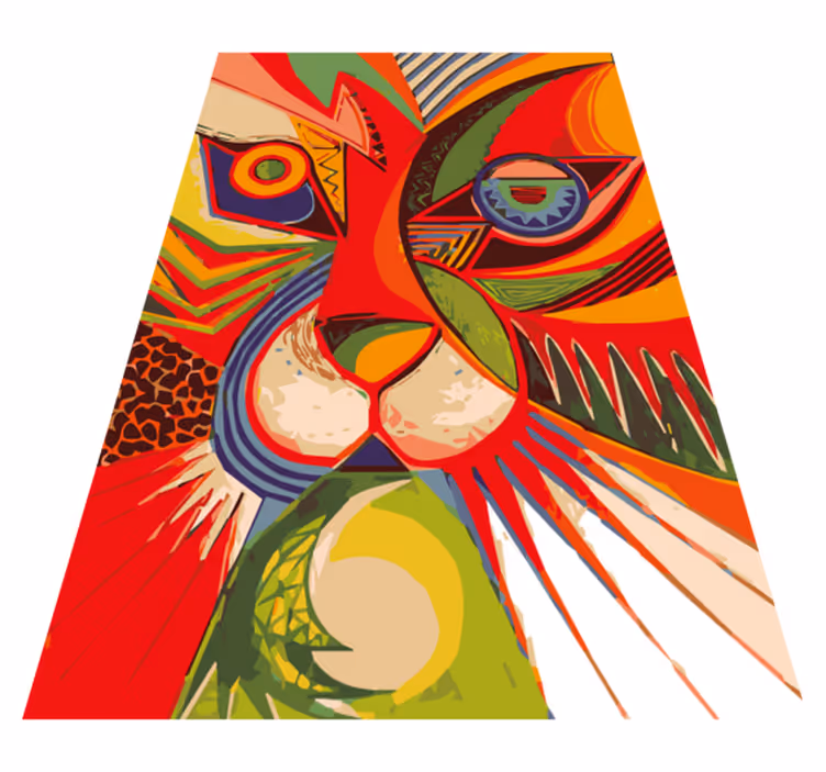 Tapis vinyle animal visage de chat coloré - TenStickers