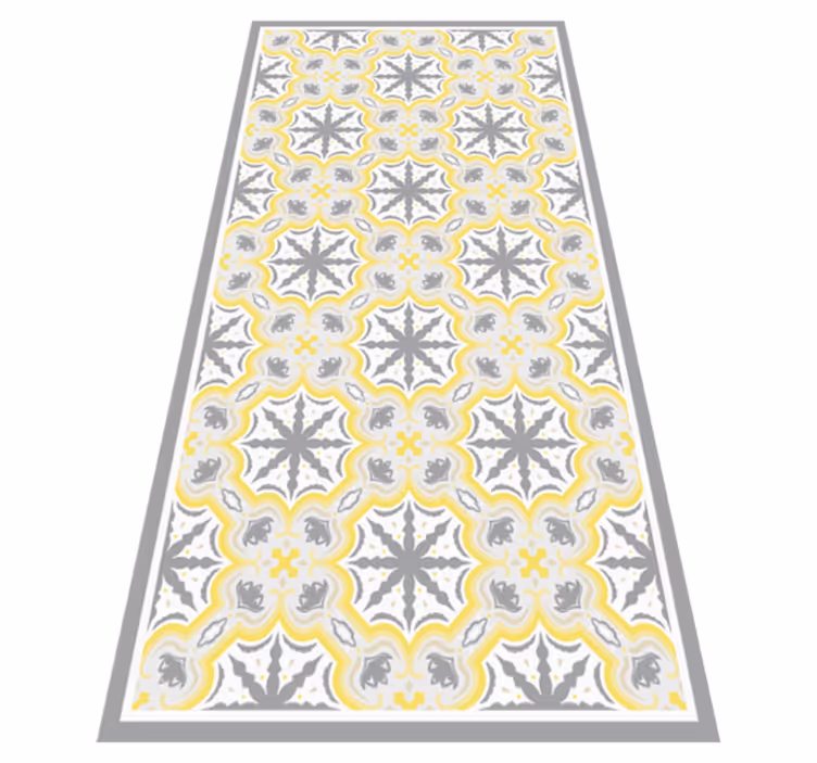 Tapis vinyle cuisine motif étoile grise et jaune - TenStickers