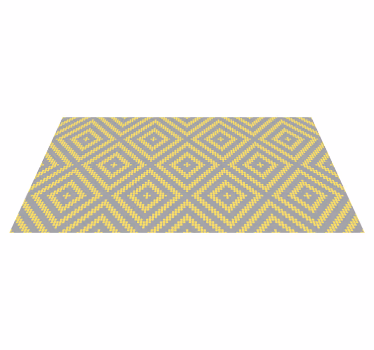 Tapis vinyles géométriques motif carré jaune et gris - TenStickers