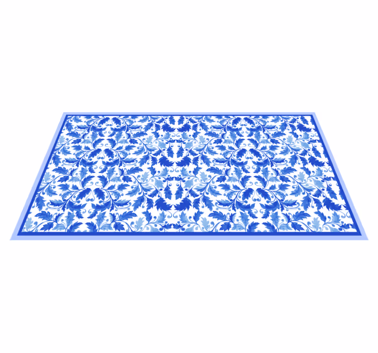 Tapis vinyle texture motifs floraux bleus - TenStickers