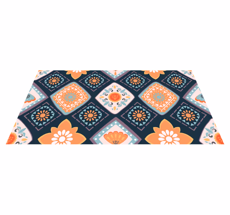 Tapis vinyle salle de bain motif floral vivant - TenStickers