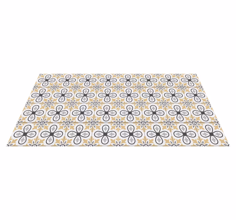 Tapis vinyle cuisine géométrie florale - TenStickers