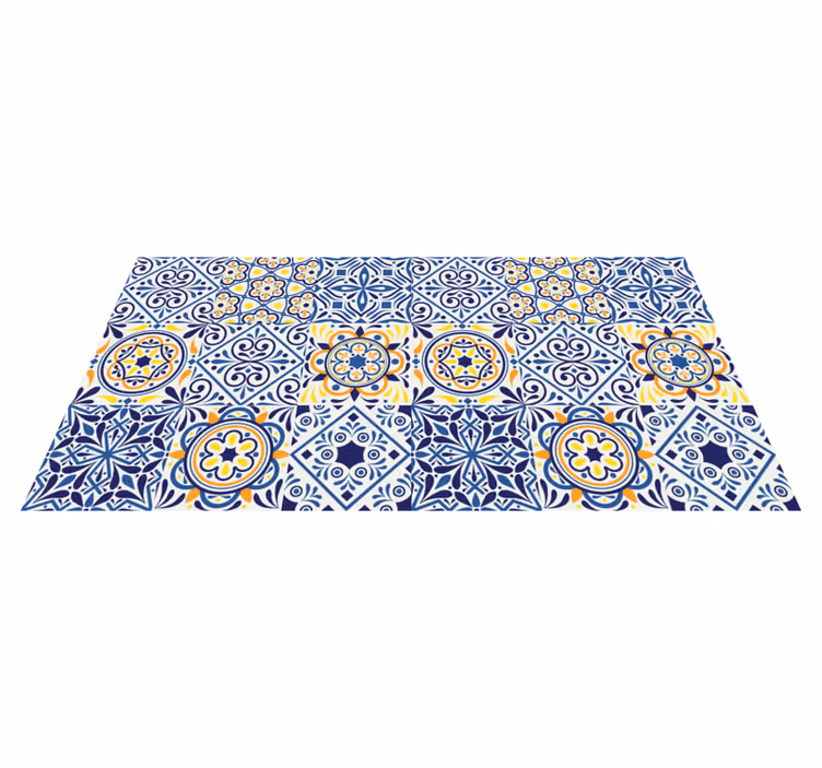 Tapis vinyle cuisine disposition de carreaux vibrante - TenStickers