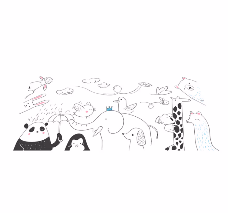 Tapis vinyle chambre bébé amis animaux minimalistes - TenStickers