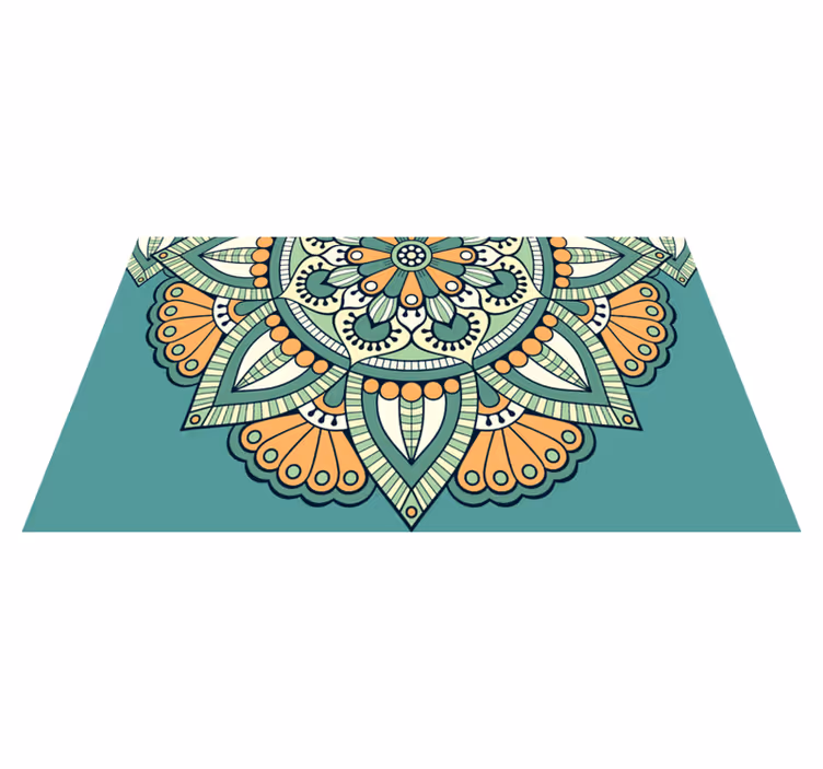 Tapis vinyle mandala motif floral moitié - TenStickers
