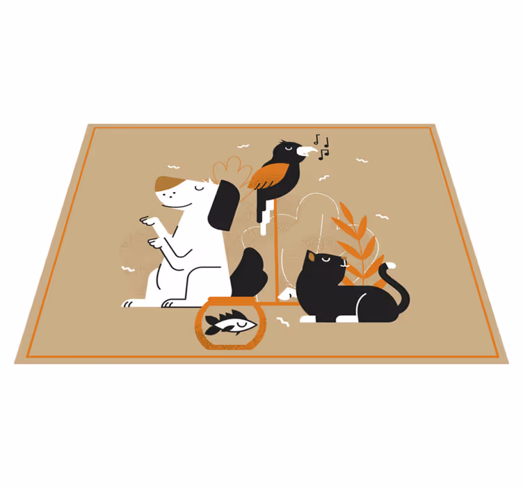 Tapis vinyle animal illustration beige de compagnon - TenStickers