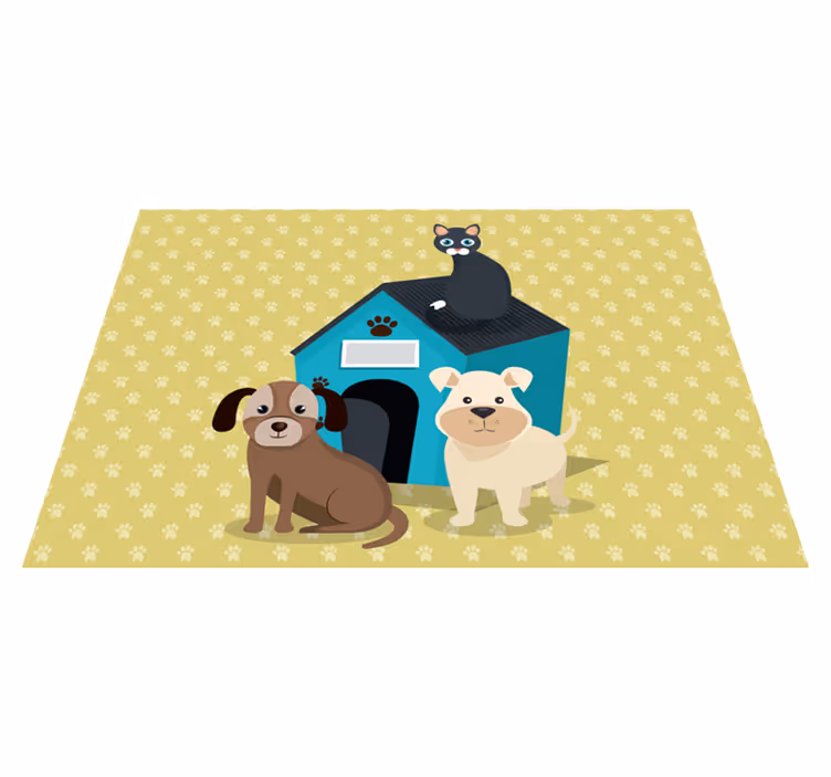 Tapis vinyle animal chiens à la maison - TenStickers