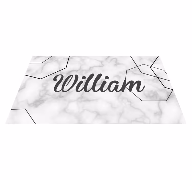 Tapis vinyle chambre nom personnalisé en marbre - TenStickers