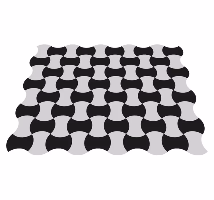 Tapis vinyles géométriques courbes noires et blanches - TenStickers