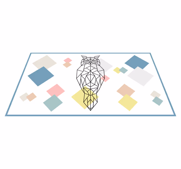 Tapis vinyle design moderne forme de hibou en origami - TenStickers