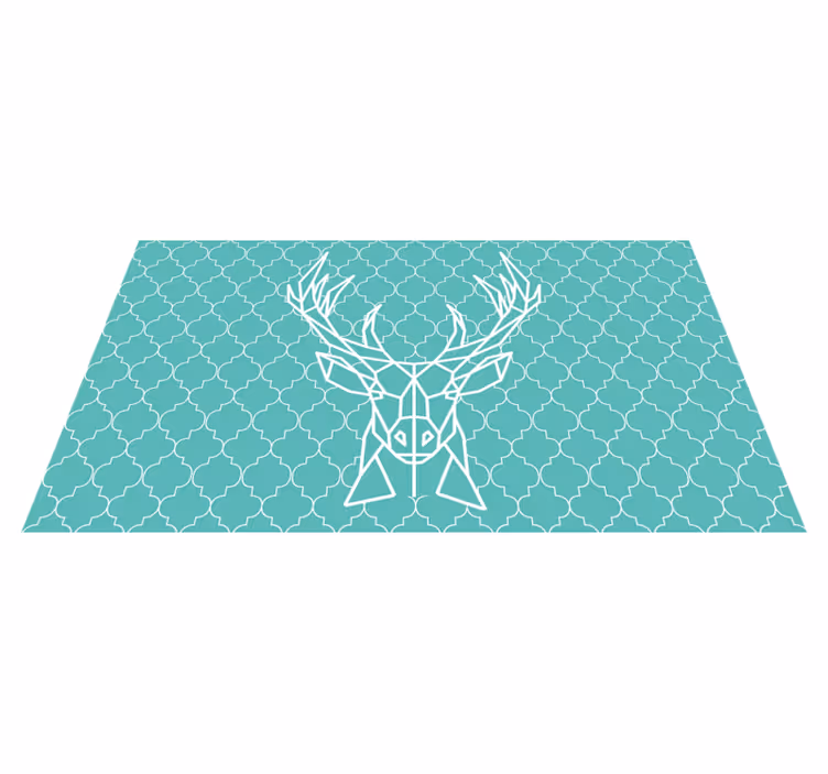 Tapis vinyle animal cerf en origami turquoise - TenStickers