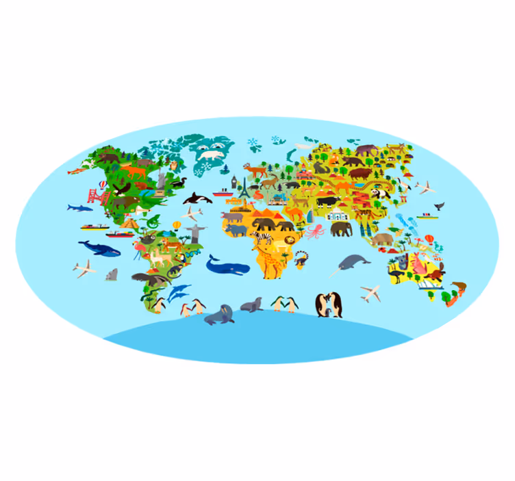 Tapis vinyle autres tapis carte du monde des créatures - TenStickers