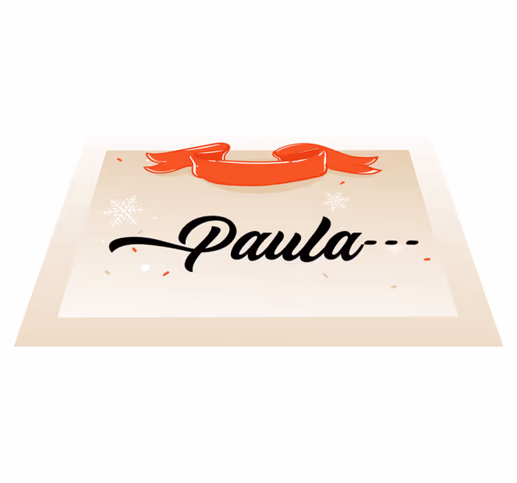 Tapis vinyle noël nom personnalisé au design beige - TenStickers