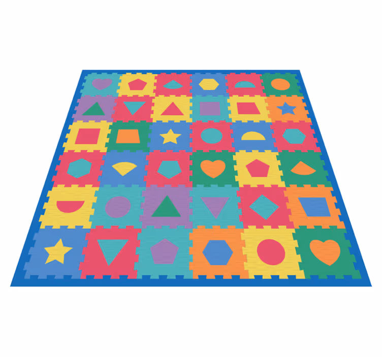 Tapis vinyle chambre bébé imitation de puzzle coloré - TenStickers