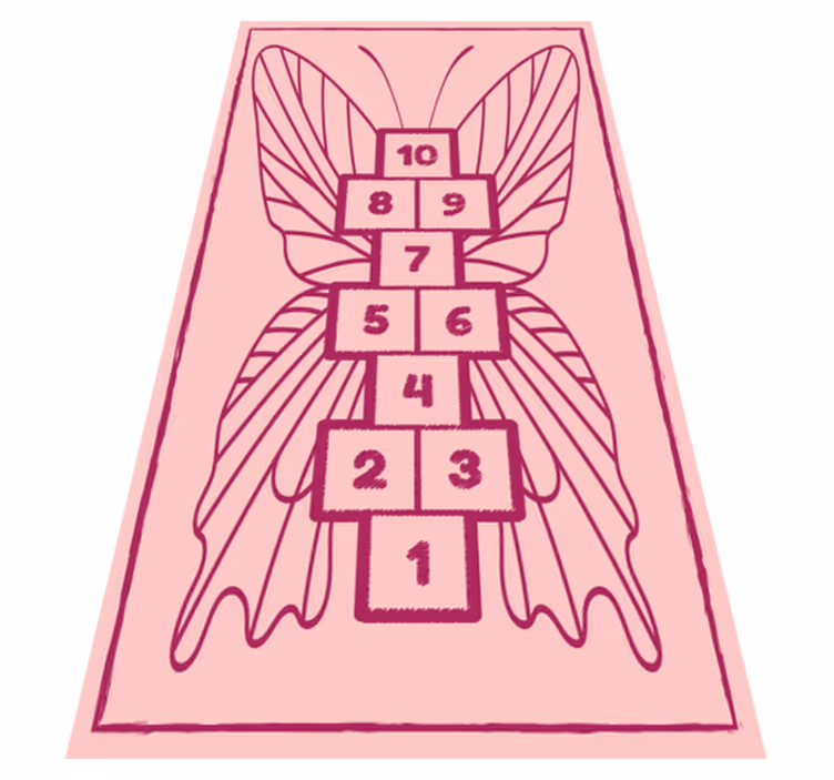 Tapis vinyle jeux marelle papillon rose - TenStickers