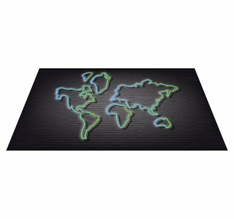 Tapis vinyle carte du monde contour au néon - TenStickers