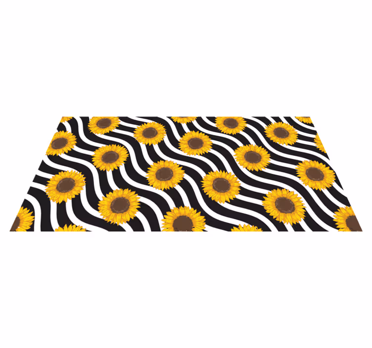 Tapis vinyle fleurs et plantes motif de vague de tournesol - TenStickers