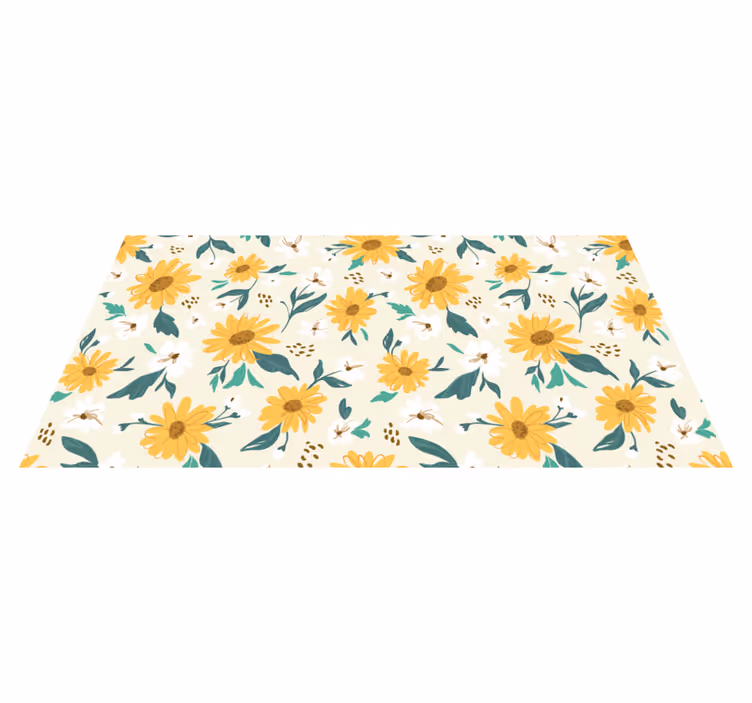 Tapis vinyle fleurs et plantes motif floral joyeux - TenStickers