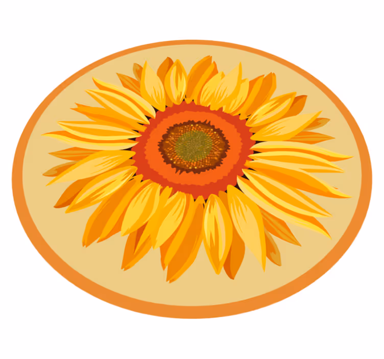 Tapis vinyle fleurs et plantes tournesol rond - TenStickers