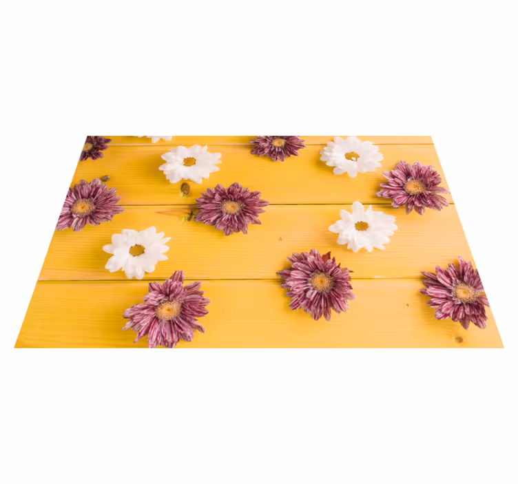 Tapis vinyle fleurs et plantes pétales roses et blancs - TenStickers