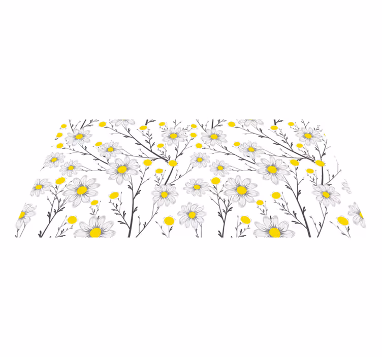 Tapis vinyle fleurs et plantes motif floral jaune - TenStickers