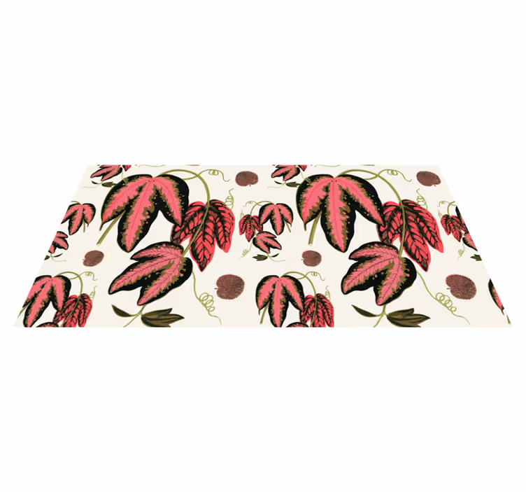 Tapis vinyle fleurs et plantes motif de feuille rose - TenStickers