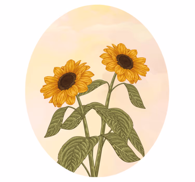 Tapis vinyle fleurs et plantes étreinte de tournesol - TenStickers