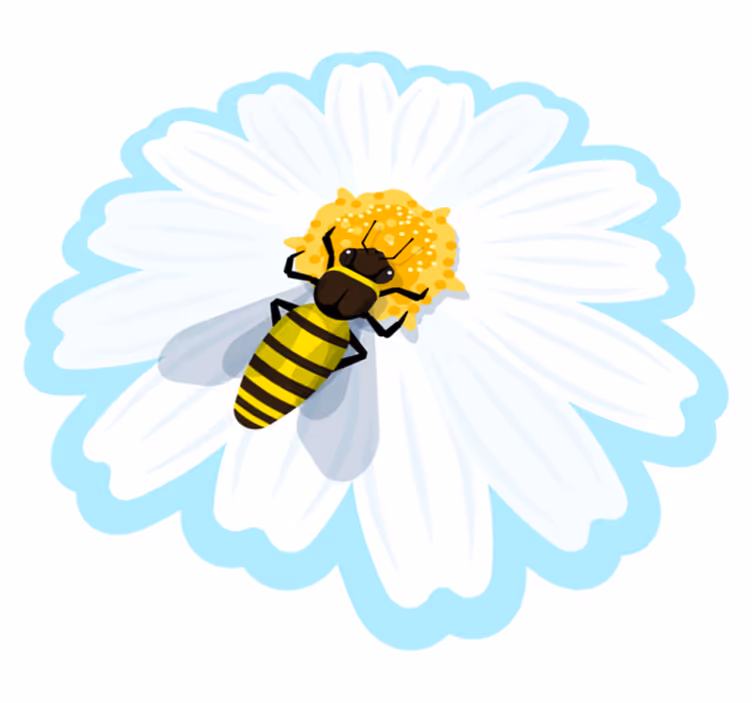 Tapis vinyle fleurs et plantes abeille sur marguerite - TenStickers