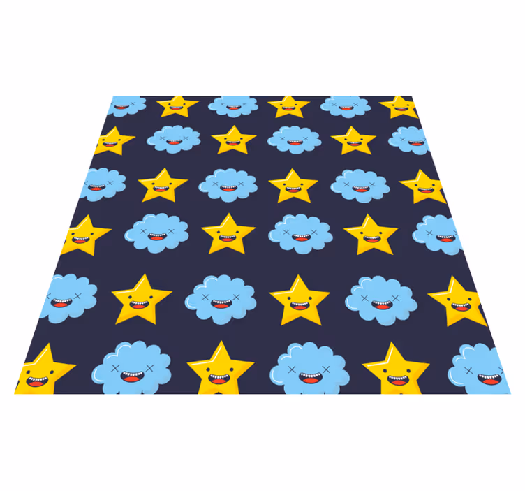 Tapis vinyle étoile nuages d'étoiles souriants - TenStickers