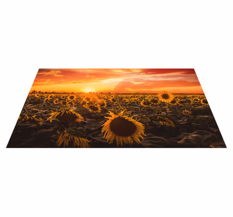 Tapis vinyle fleurs et plantes scène de coucher de soleil - TenStickers