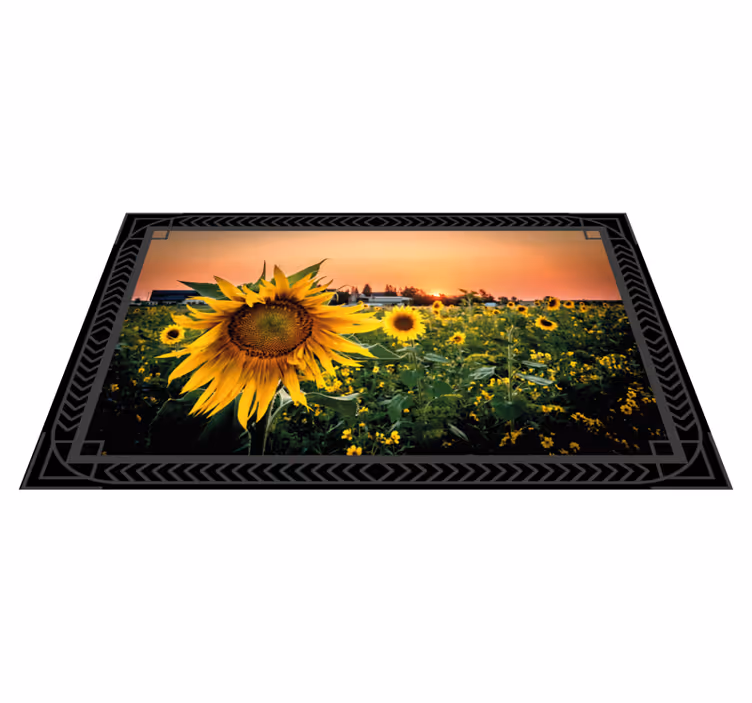Tapis vinyle fleurs et plantes coucher de soleil tournesol - TenStickers