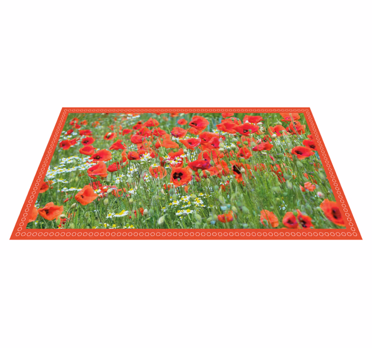 Tapis vinyle fleurs et plantes champ de coquelicots réaliste - TenStickers