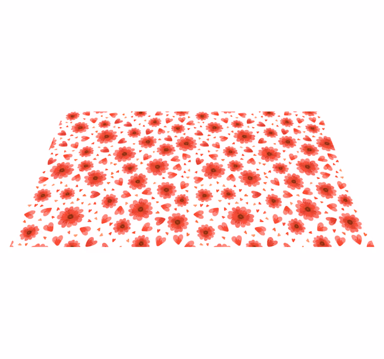 Tapis vinyle fleurs et plantes motif de coeur floral - TenStickers