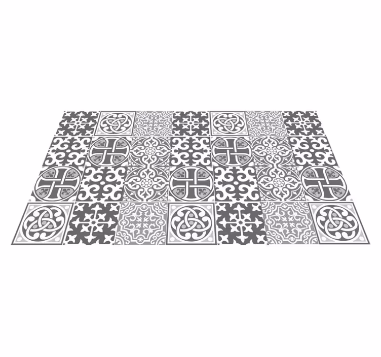 Tapis vinyle carreaux de ciment gris sophistiqué - TenStickers