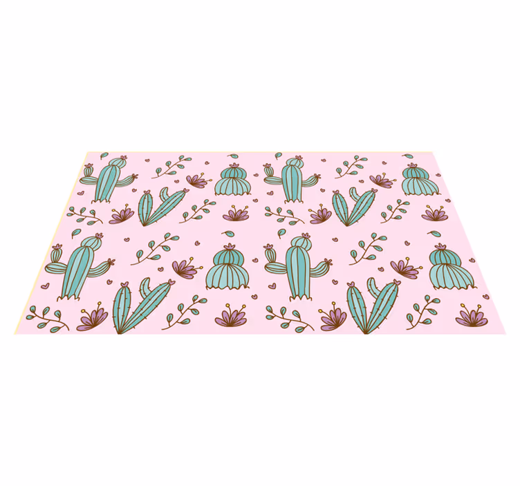 Tapis vinyle salon vinylee cactus et fleurs - TenStickers