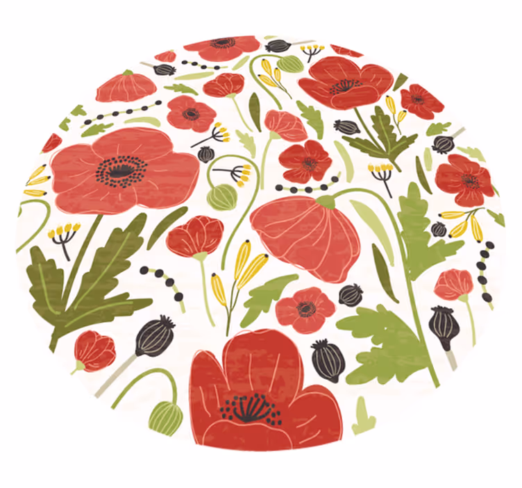 Tapis vinyle fleurs et plantes fleurs de coquelicot écarlate - TenStickers