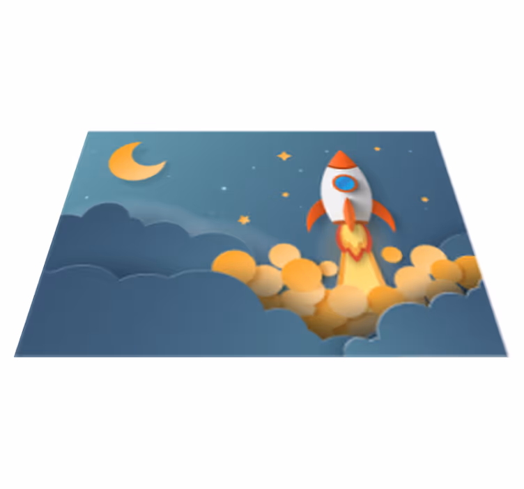 Tapis vinyle étoile aventure de lancement de fusée - TenStickers