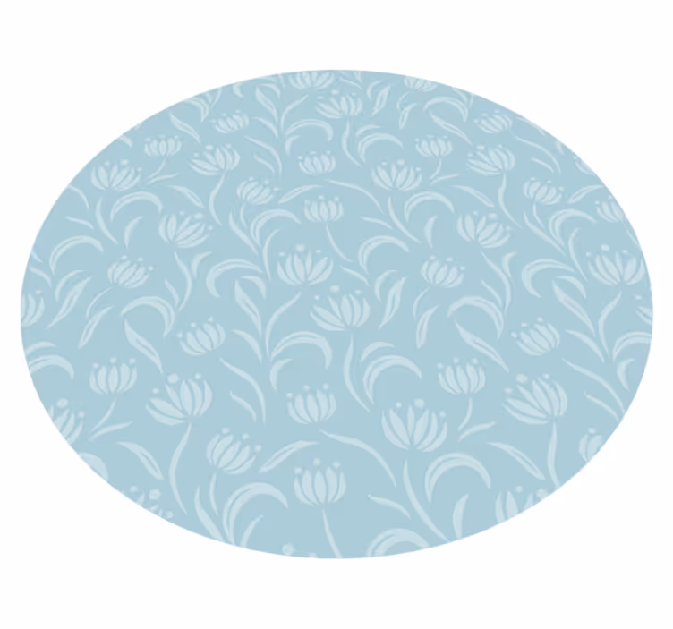 Tapis vinyle fleurs et plantes motif bleu doux - TenStickers