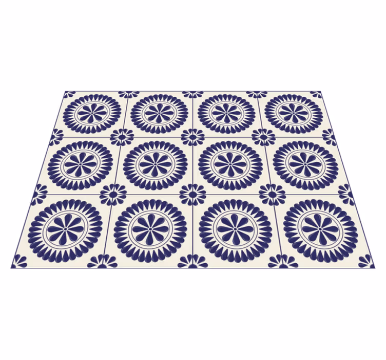 Tapis mosaique vinyle motif floral circulaire - TenStickers