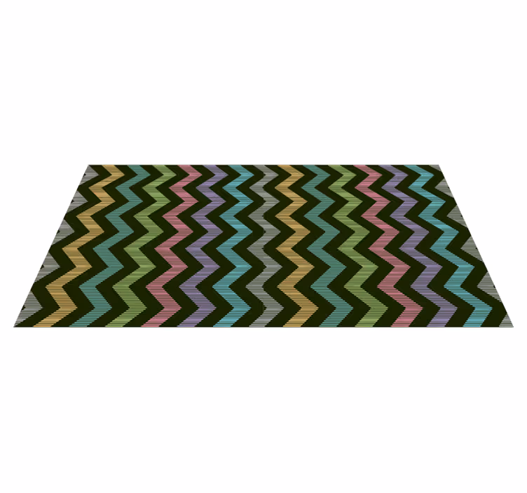 Tapis vinyle rayures motif en zigzag coloré - TenStickers