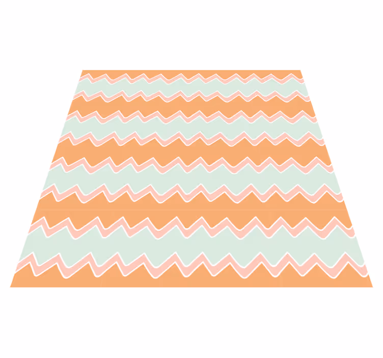 Tapis vinyles géométriques motif zigzag beige et bleu - TenStickers