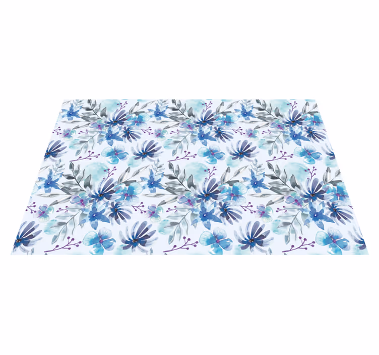 Tapis vinyle fleurs et plantes motif bleu élégant - TenStickers