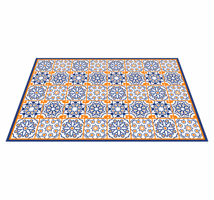 Tapis vinyle carreaux de ciment motif bleu vif - TenStickers