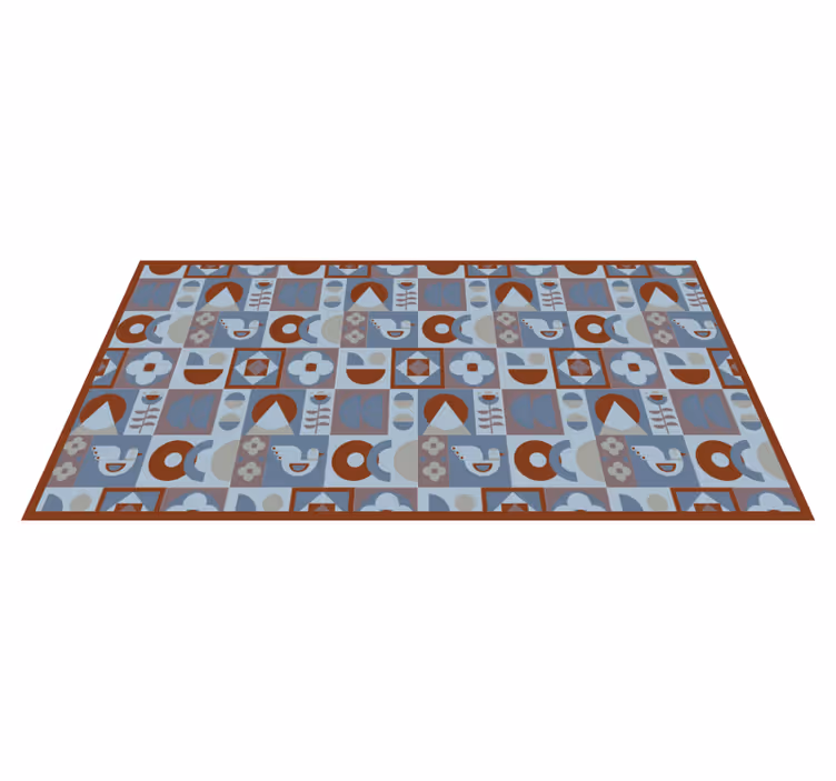 Tapis vinyles géométriques arrangements gris et bleus - TenStickers