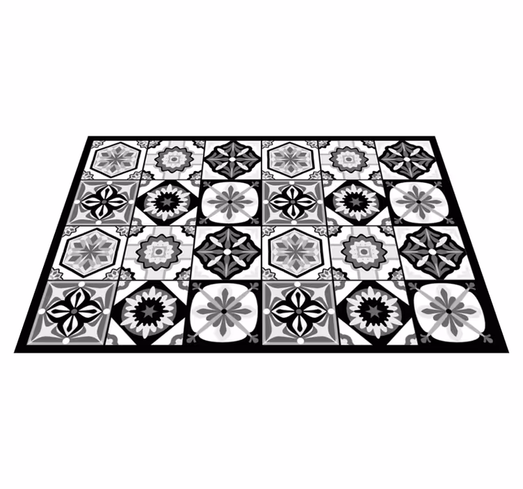 Tapis vinyle carreaux de ciment motif gris élégant - TenStickers
