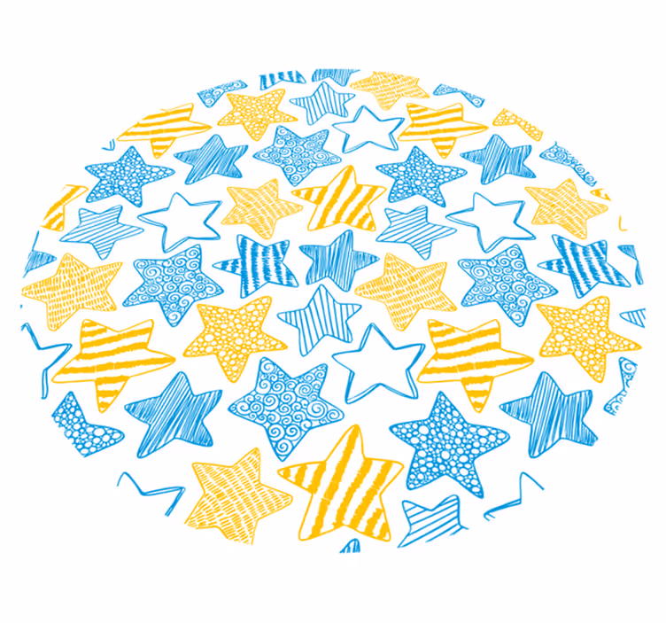 Tapis vinyle étoile design jaune et bleu - TenStickers