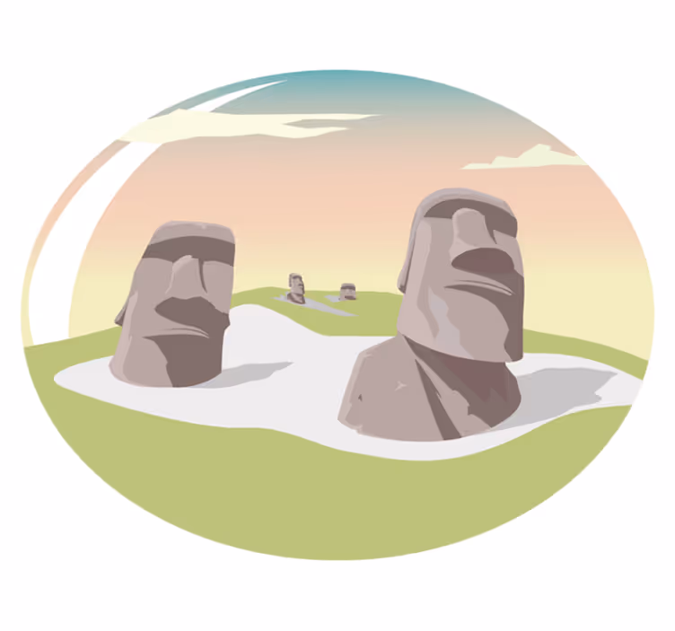 Tapis vinyle nature silhouettes de pierre moai - TenStickers