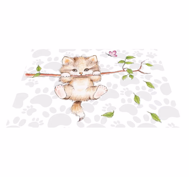Tapis vinyle animal chaton mignon suspendu - TenStickers