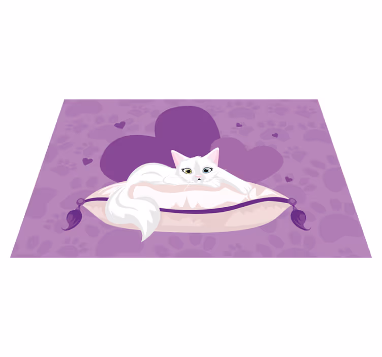 Tapis vinyle animal coussin chat mignon - TenStickers